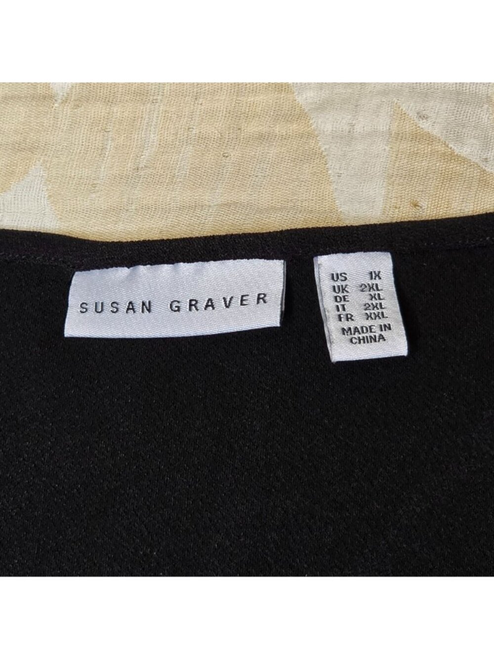 Susan Graver Black Liquid Knit Top 1XL V-Neck Bell Sleeve Lace - Picture 2 of 8